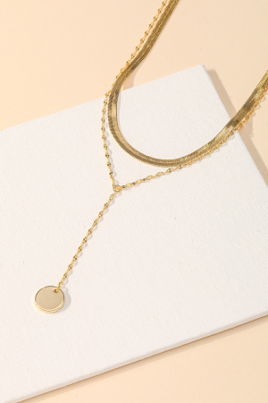 Layered Disc Herringbone Choker Necklace