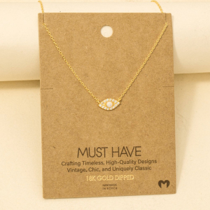 Gold Dipped Opal Studded Evil Eye Charm Necklace