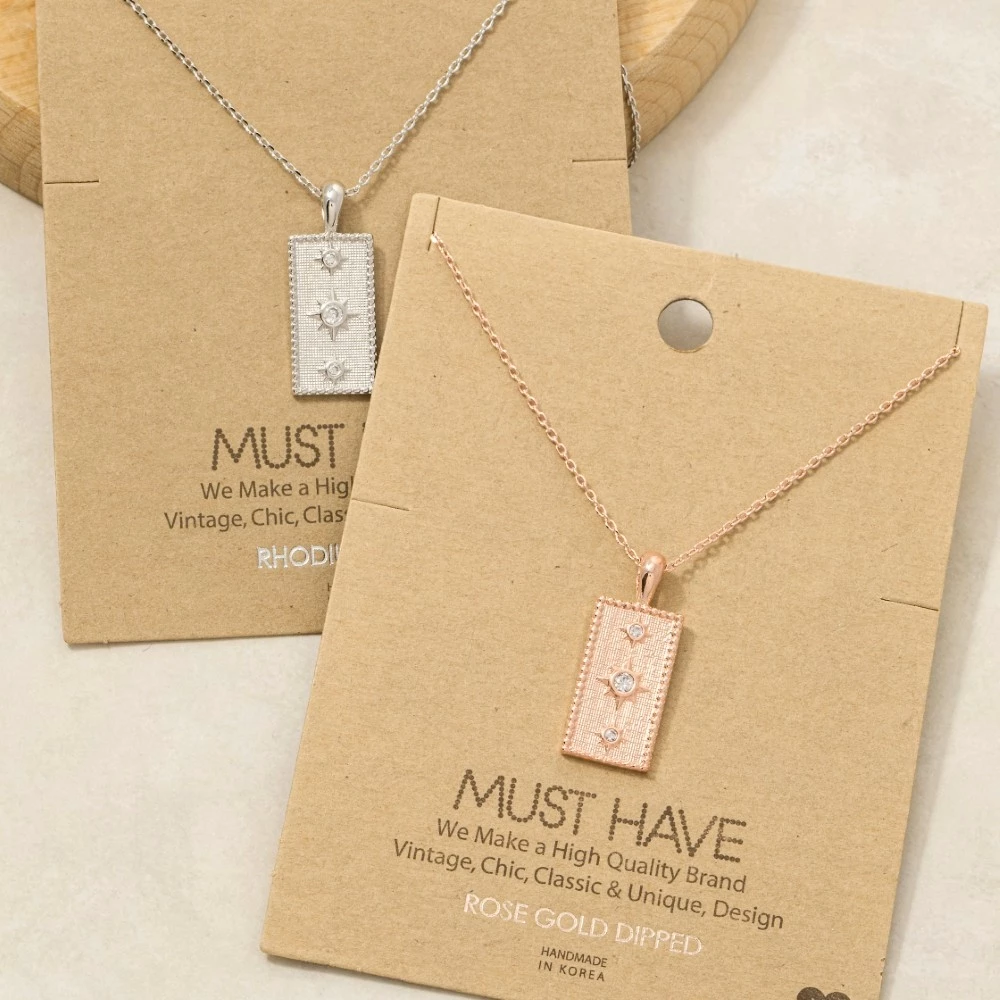 Star Rectangle Pendant Necklace