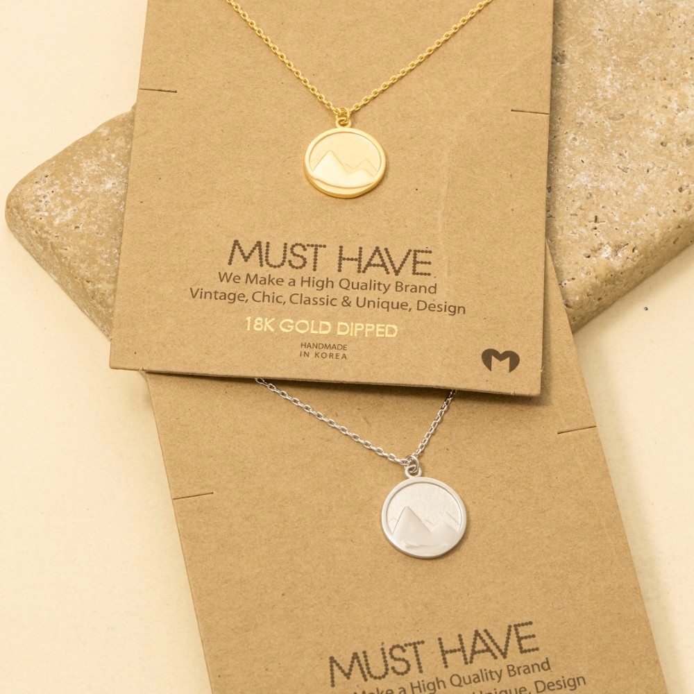 Gold Dipped Mountain Coin Pendant Necklace