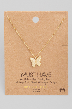 Metallic Dainty Butterfly Pendant Necklace