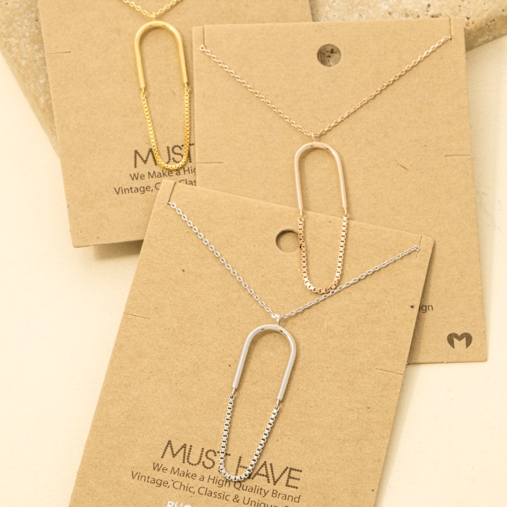 Dainty Oval Ring Chain Charm Necklace