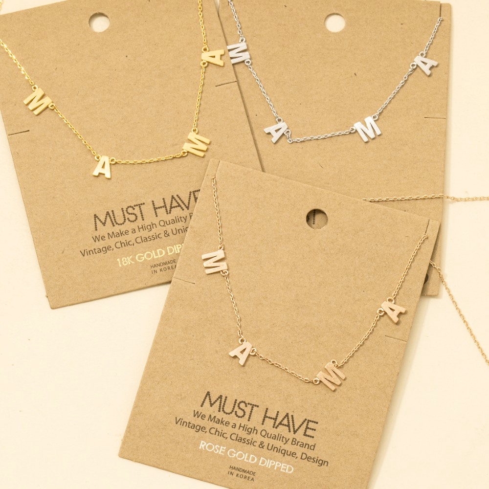 Gold Dipped Mama Station Charm Necklace