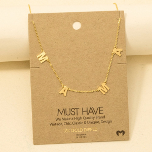Gold Dipped Mama Station Charm Necklace