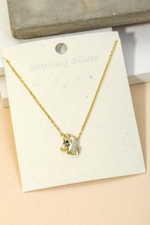 Pave Crystal Unicorn Pendant Necklace