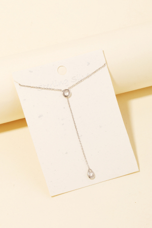 Sterling Silver Teardrop Y Necklace