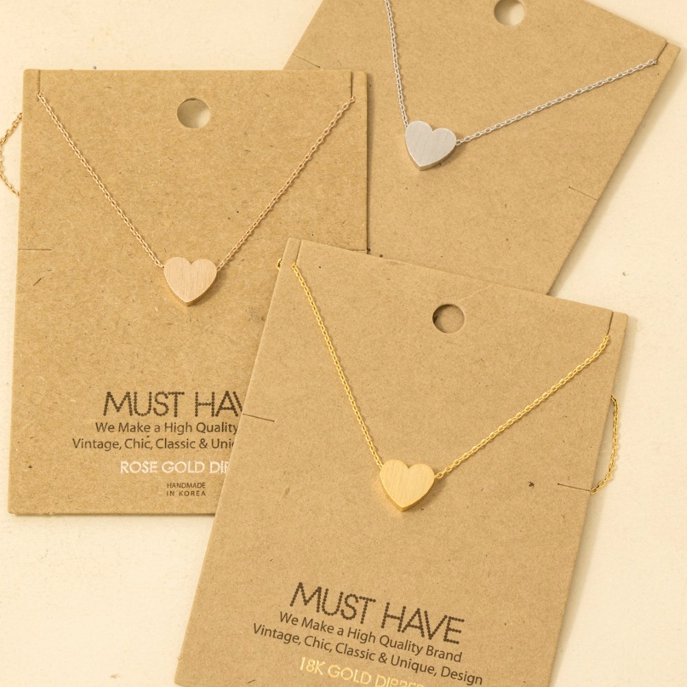 Brushed Heart Pendant Necklace