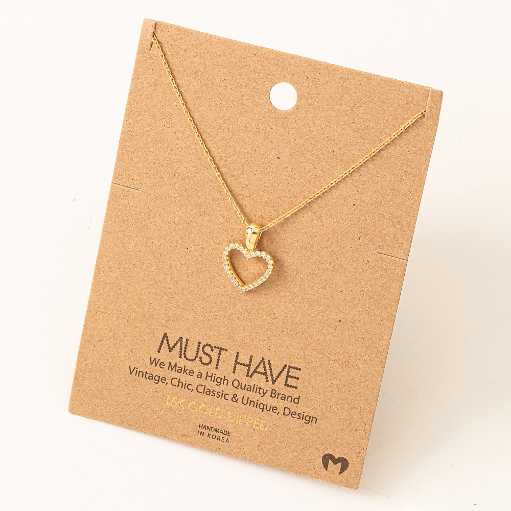 Dainty Pave Heart Cutout Pendant Necklace