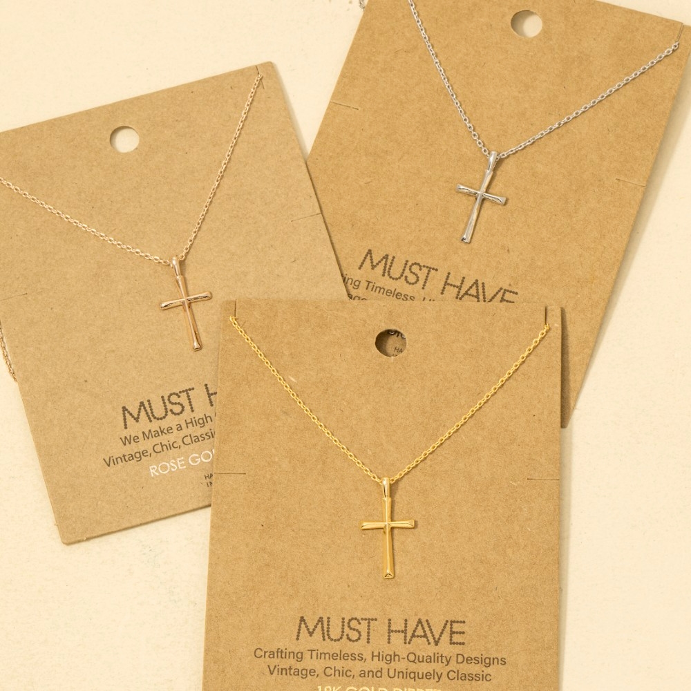 Gold Dipped Dainty Cross Pendant Necklace