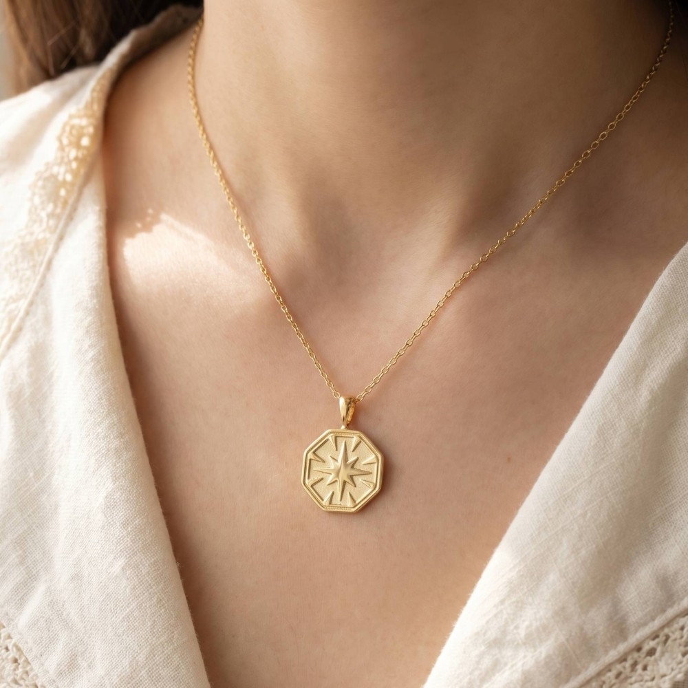 North Star Octagon Pendant Necklace