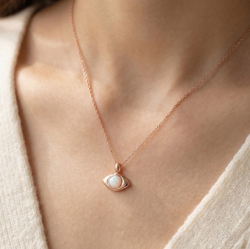 Opal Evil Eye Pendant Necklace