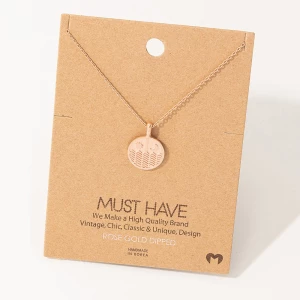 Gold Dipped Sun Moon Round Coin Pendant Necklace
