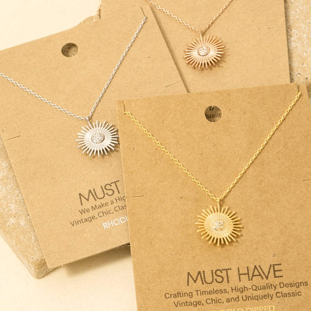 Circle Sun Shine Ray Pendant Necklace