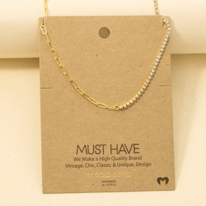 Gold Dipped Cz Chain Link Necklace