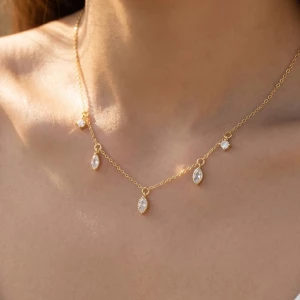 Delicate Rhinestone Station Necklace