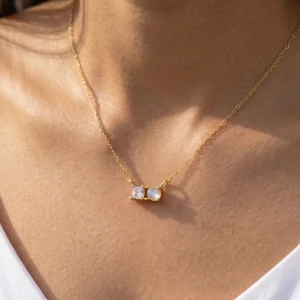 Dainty Moonstone Charm Necklace