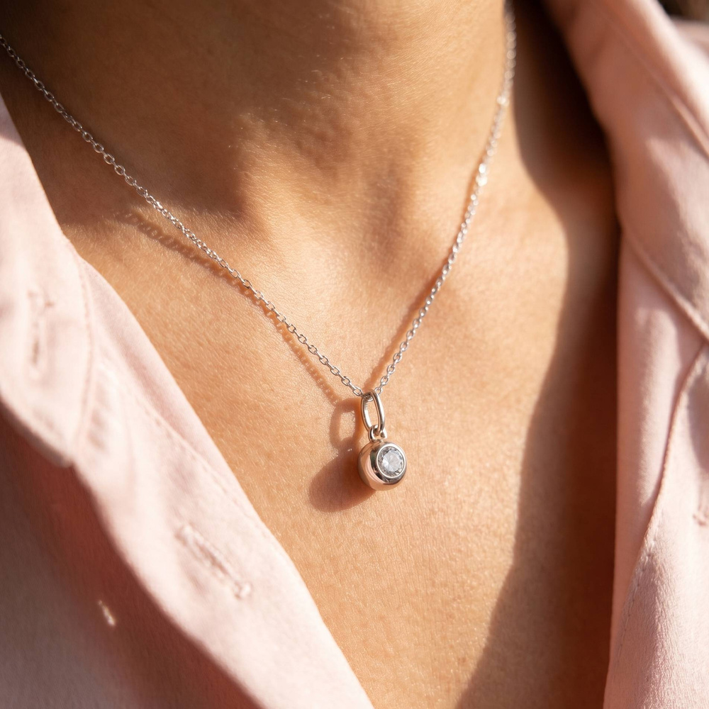 Bezel Set Cz Solitaire Pendant Necklace