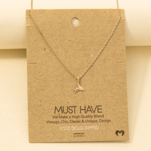 Gold Dipped Whale Tail Pendant Necklace
