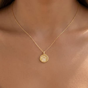 Gold Dipped Pave Dog Paw Pendant Necklace