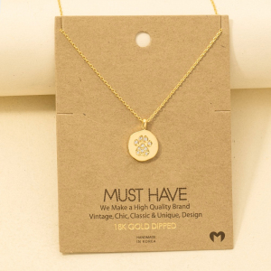 Gold Dipped Pave Dog Paw Pendant Necklace