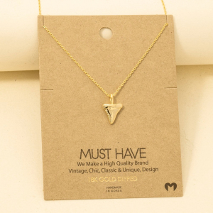 Gold Dipped Shark Tooth Pendant Necklace