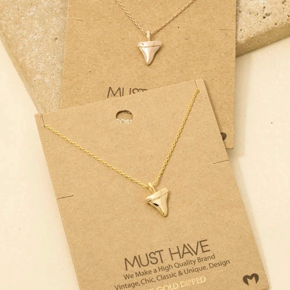 Gold Dipped Shark Tooth Pendant Necklace