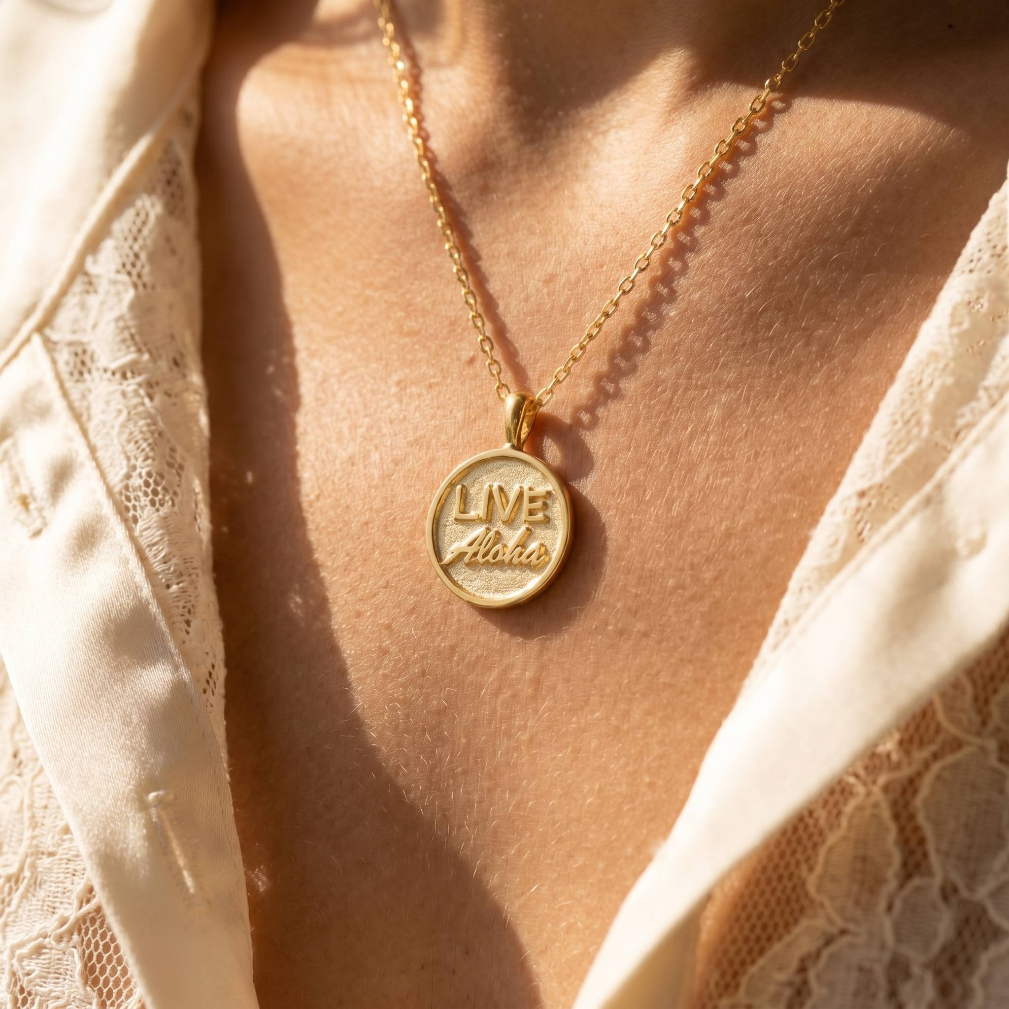 Live Aloha Coin Pendant Necklace