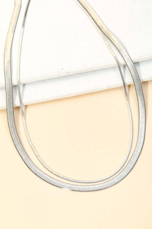 Layered Flat Snake Classic Chain Link Necklace