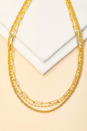 Layered Triple Chain Link Necklace