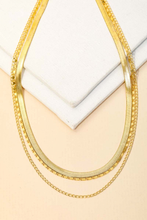 Assorted Layered Triple Chain Link Necklace