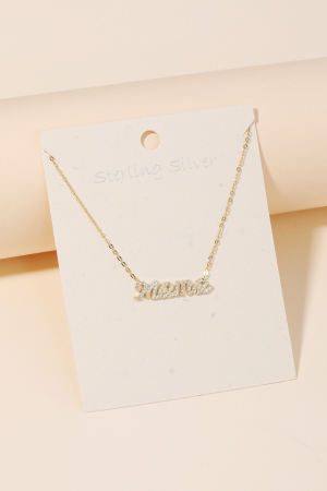 Sterling Silver Pave Handwritten Mama Pendant Necklace