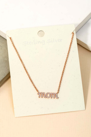 Sterling Silver Mom Pendant Necklace