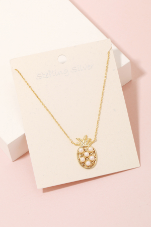 Sterling Silver Beaded Pineapple Necklace