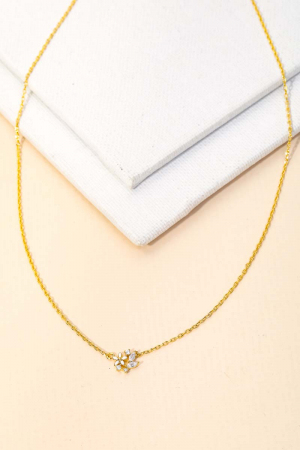 Enamel Flower Rhinestone Necklace