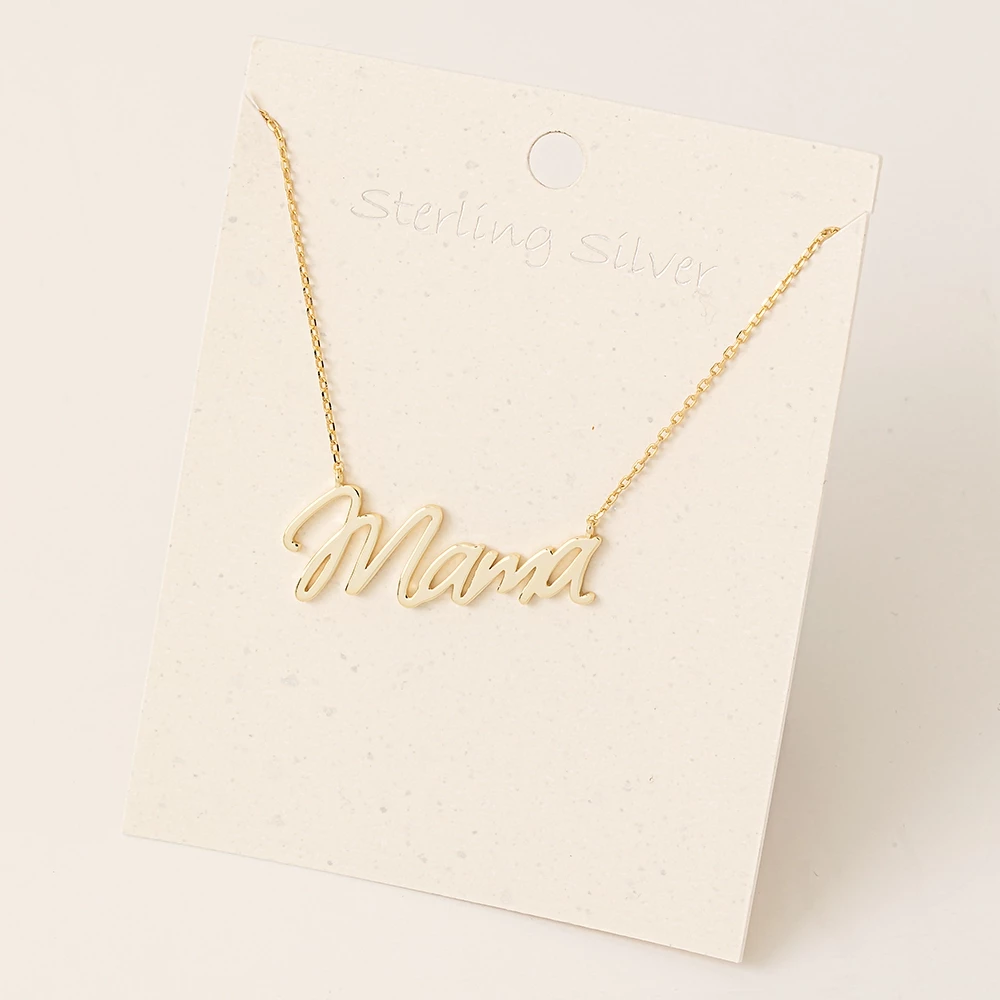 Sterling Silver Mama Print Necklace