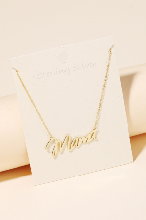 Sterling Silver Mama Print Necklace