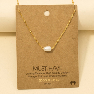 Gold Dipped Pearl Pendant Necklace