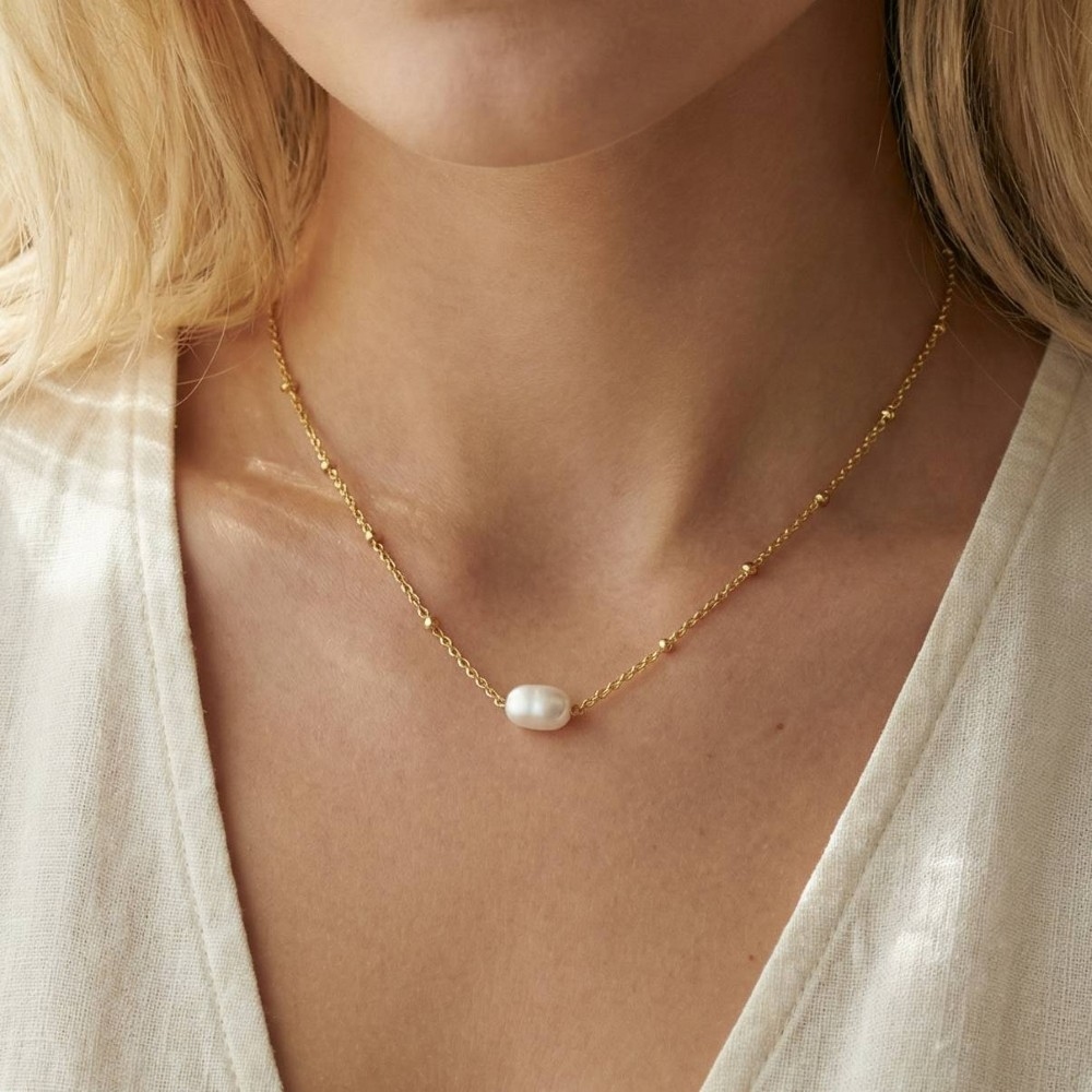 Gold Dipped Pearl Pendant Necklace