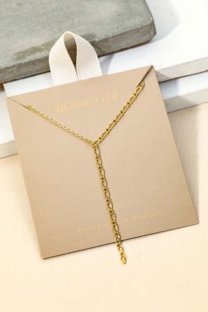 Thin Dainty Oval Y Chain Necklace