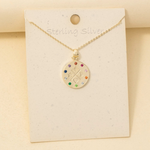 Sterling Silver Disc Pendant Necklace