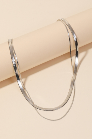 Layered Herringbone Layered Chain Necklace