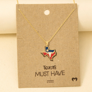 Long Horn Texas State Pendant Necklace