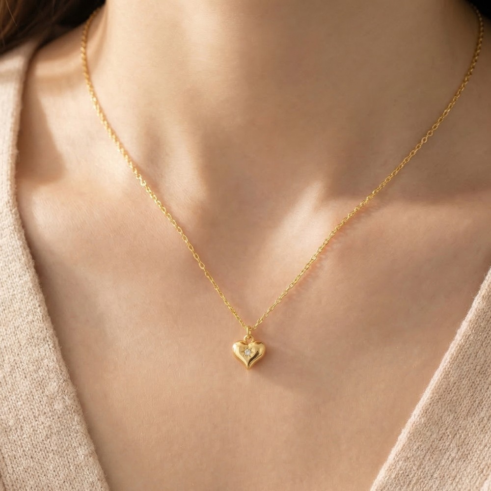 Gold Dipped Mini Heart Pendant Necklace