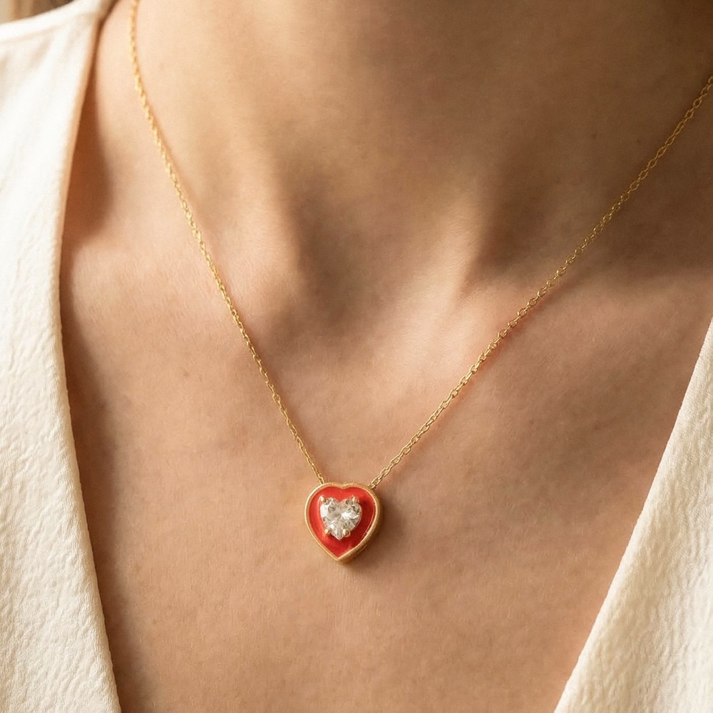 Heart Rhinestone Pendant Necklace