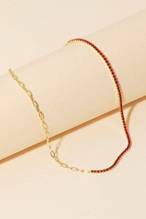 Sterling Silver Rhinestone Chain Necklace