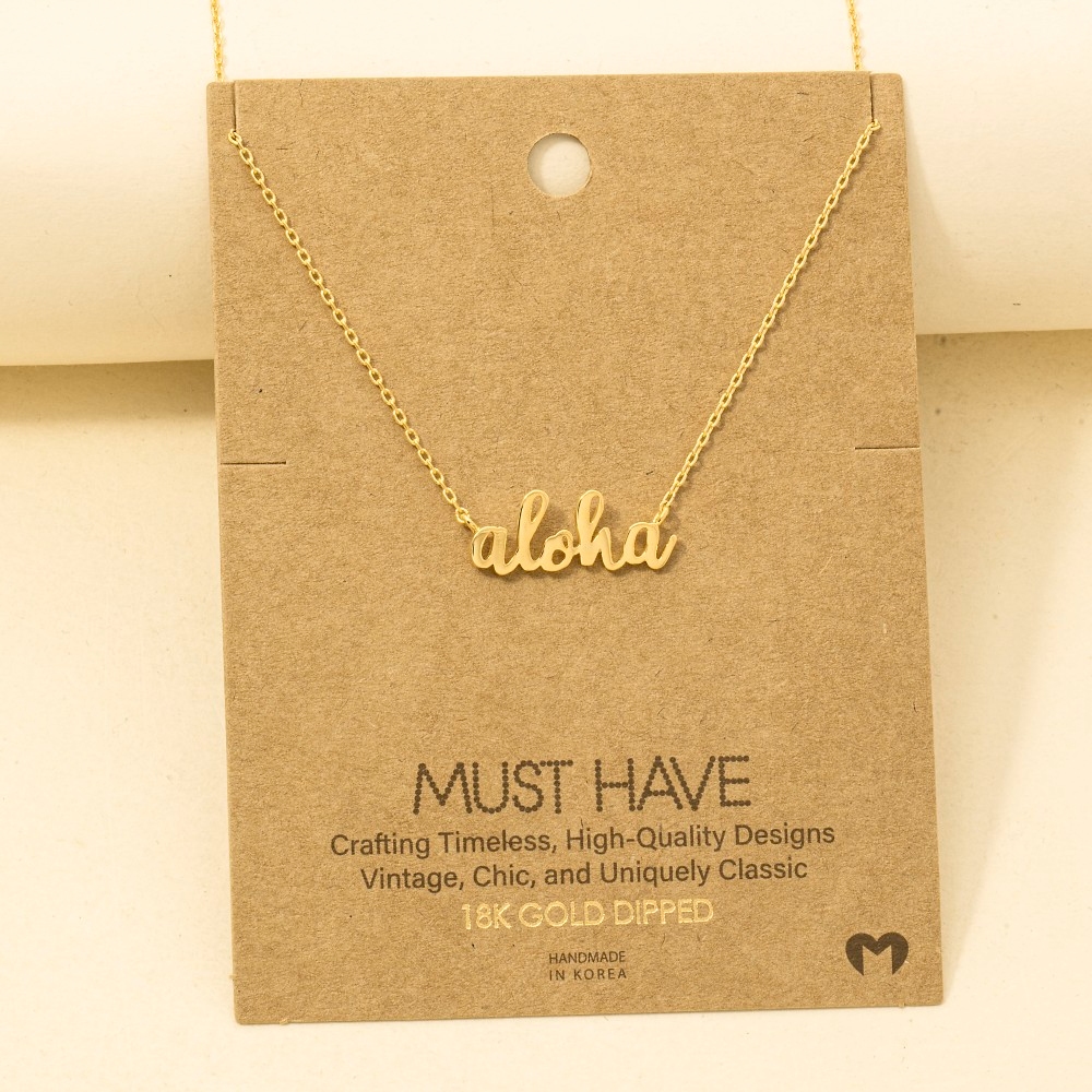 Handwritten Aloha Print Charm Necklace