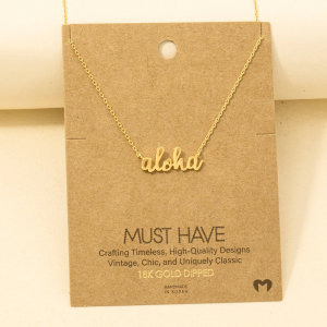Handwritten Aloha Print Charm Necklace