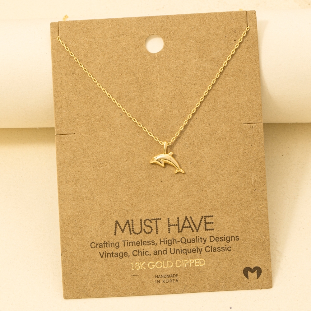 Gold Dipped Dolphin Pendant Necklace
