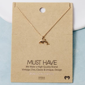 Gold Dipped Dolphin Charm Pendant Necklace