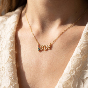 Love Print Charm Necklace